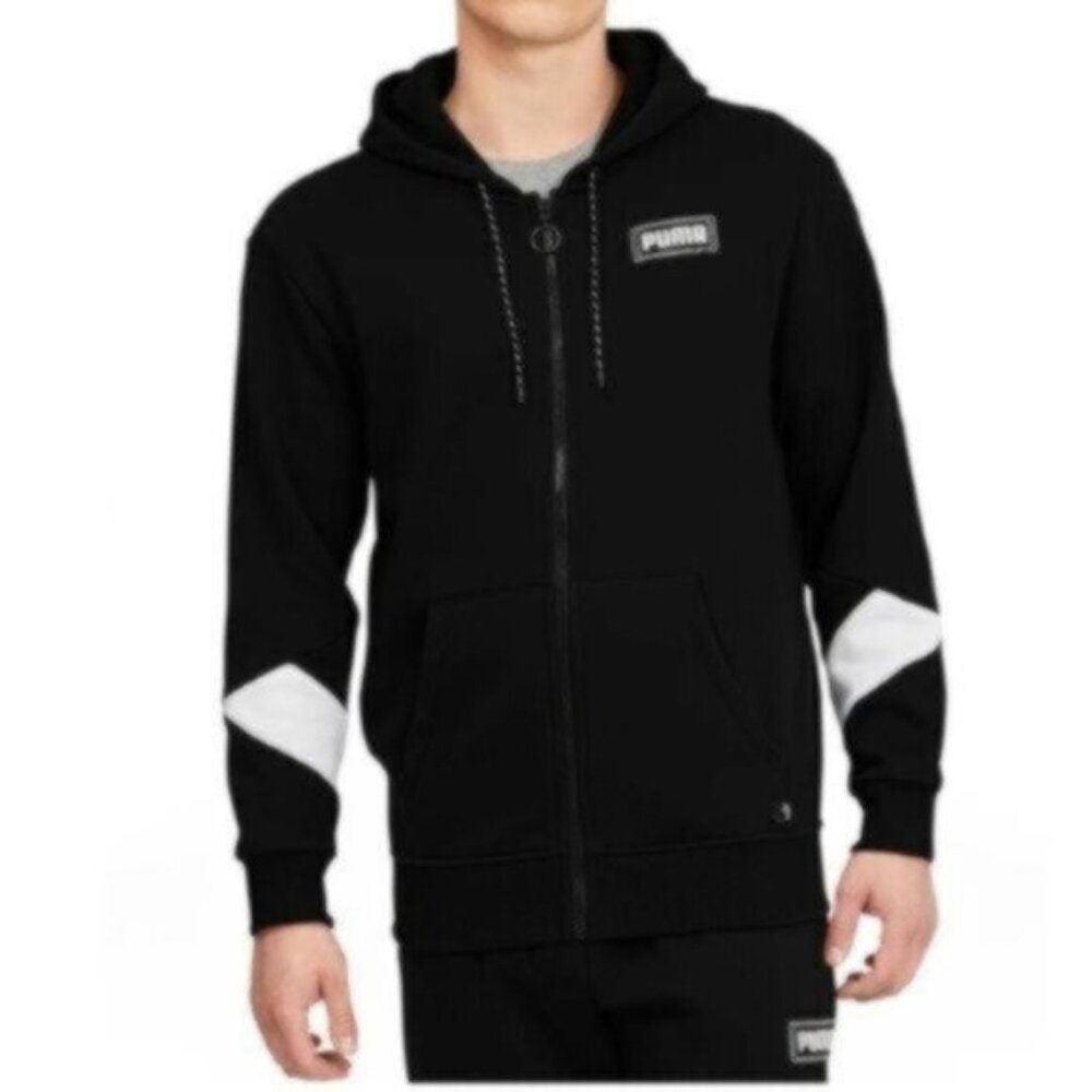 NWT Puma Men's Black Zip Up Hoodie  Medium/Tall
